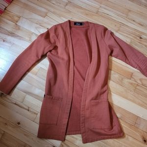 Long burnt orange cardigan
